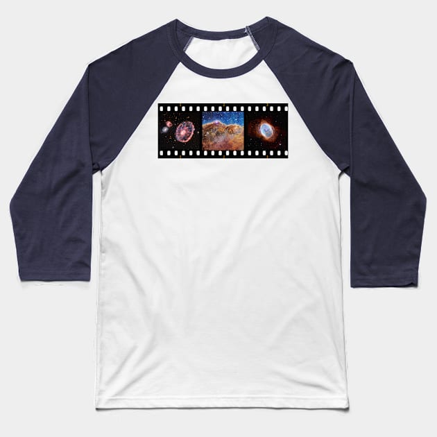 NASA JWST images in the form of the filmstrip Baseball T-Shirt by CentipedeWorks